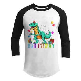 Kids 3Rd Birthday Gifts 3 Year Old Boy Dino T Rex Dinosaur Youth Raglan Shirt - Thegiftio UK