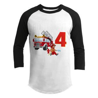 Kids 4 Year Old Gifts Its My 4Th Birthday Boy Fire Truck Fireman Youth Raglan Shirt - Thegiftio UK