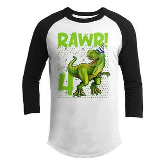 Kids 4 Year Old Gifts Rawr Im 4Th Birthday Boy Dinosaur T Rex Youth Raglan Shirt - Thegiftio UK