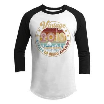Kids 4 Year Old Gifts Vintage 2018 Limited Edition 4Th Birthday Youth Raglan Shirt - Thegiftio UK