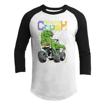 Kids 4 Years Old Im Ready To Crush 4 T Rex Dinosaur 4Th Birthday Youth Raglan Shirt - Thegiftio UK