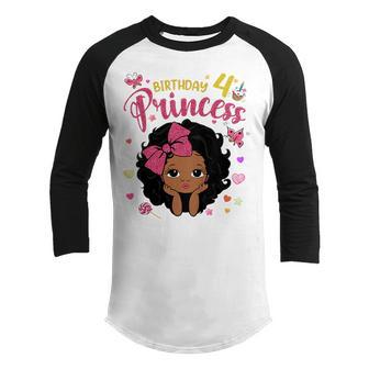 Kids 4Th Birthday Princess Funny Gifts Girl Daughter 4 Year Old Youth Raglan Shirt - Thegiftio UK