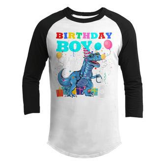 Kids 5 Year Old Gift 5Th Birthday Boy 5Th Birthday T Rex Dinosaur Youth Raglan Shirt - Thegiftio UK
