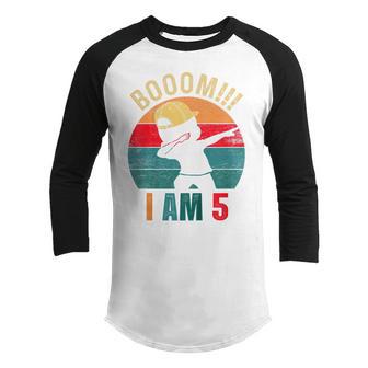 Kids 5 Year Old Gifts Boom I Am 5Th Birthday Dabbing Boy Ns Youth Raglan Shirt - Thegiftio UK