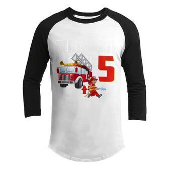 Kids 5 Year Old Gifts Its My 5Th Birthday Boy Fire Truck Fireman Youth Raglan Shirt - Thegiftio UK
