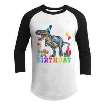 Kids 5Th Birthday Gifts 5 Year Old Boy Dino T Rex Dinosaur V2 Youth Raglan Shirt - Thegiftio UK