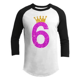 Kids 6 Year Old Gifts 6Th Birthday Girl Ns Golden Crown Funny Youth Raglan Shirt - Thegiftio UK