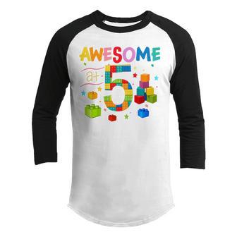 Kids 6 Year Old Gifts Building Blocks Brick 6Th Birthday Boy Youth Raglan Shirt - Thegiftio UK