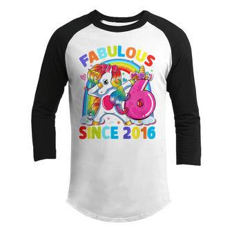 Kids 6 Year Old Gifts Girls Ns Dabbing Unicorn 6Th Birthday Youth Raglan Shirt - Thegiftio UK