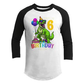 Kids 6Th Birthday Boy T Rex Dinosaur Dino Party Gift Youth Raglan Shirt - Thegiftio UK