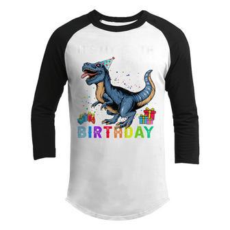 Kids 6Th Birthday Gifts 6 Year Old Boy Dino T Rex Dinosaur Youth Raglan Shirt - Thegiftio UK