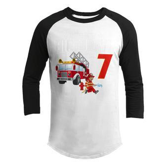 Kids 7 Year Old Gifts Its My 7Th Birthday Boy Fire Truck Fireman Youth Raglan Shirt - Thegiftio UK