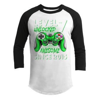 Kids 7Th Birthday Boys 7 Year Old Level 7 Unlocked Video Gamer Youth Raglan Shirt - Thegiftio UK