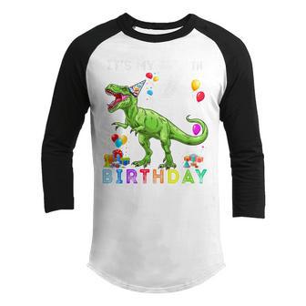 Kids 7Th Birthday Gifts 7 Year Old Boy Dino T Rex Dinosaur Youth Raglan Shirt - Thegiftio UK