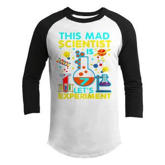 Kids 7Th Birthday Gifts This Mad Scientist Is 7 Lets Experiment Youth Raglan Shirt - Thegiftio UK
