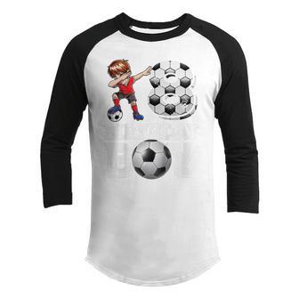 Kids 8 Year Old Gifts Dabbing Boy Soccer Player 8Th Birthday Boy Youth Raglan Shirt - Thegiftio UK