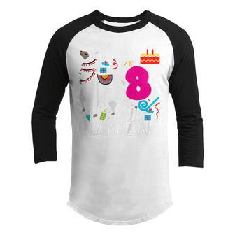 Kids 8 Year Old I Am 8 Years Old And Llamazing Llama 8Th Birthday Youth Raglan Shirt - Thegiftio UK