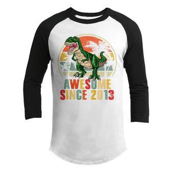 Kids 9Th Birthday Dinosaur Boy 9 Year Old Awesome Since 2013 Gift Youth Raglan Shirt - Thegiftio UK