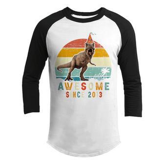 Kids Awesome Since 2013 9Th Birthday Gifts 9 Years Old Dinosaur Youth Raglan Shirt - Thegiftio UK