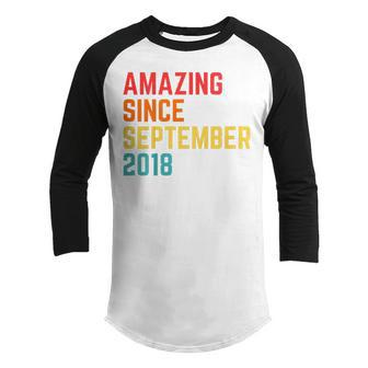 Kids Awesome Since September 2018 4 Years Old 4Th Birthday Gifts V3 Youth Raglan Shirt - Thegiftio UK