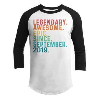 Kids Awesome Since September 2019 3 Years Old 3Rd Birthday Gifts V3 Youth Raglan Shirt - Thegiftio UK