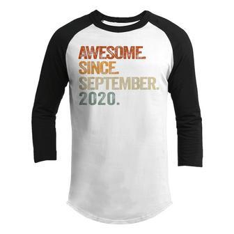Kids Awesome Since September 2020 2Nd Birthday Gift 2 Years Old Youth Raglan Shirt - Thegiftio UK
