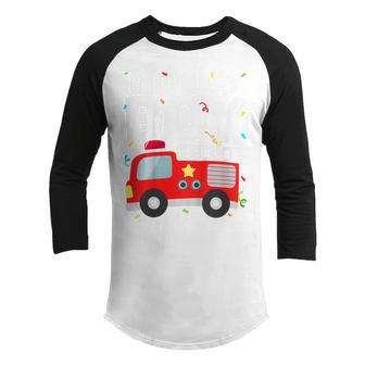 Kids Birthday Boy Fire Truck Party Firefighter Theme Toddler Youth Raglan Shirt - Thegiftio UK
