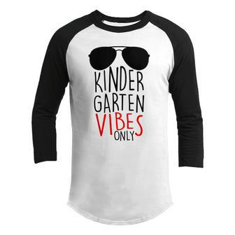 Kids Boys Kindergarten Vibes Only Back To School Youth Raglan Shirt - Thegiftio UK