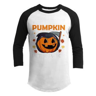 Kids Cutest Pumpkin In The Patch Lazy Halloween Costume Cute Youth Raglan Shirt - Thegiftio UK