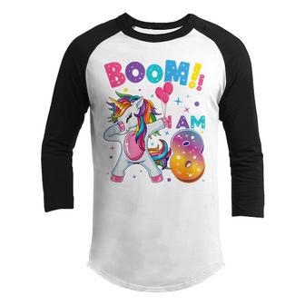 Kids Dabbing Birthday 8 Years Old Birthday Outfit Girls Youth Raglan Shirt - Thegiftio UK