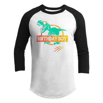 Kids Dinosaur 7Th Birthday I Am 7 Years Party Dino Child Youth Raglan Shirt - Thegiftio UK