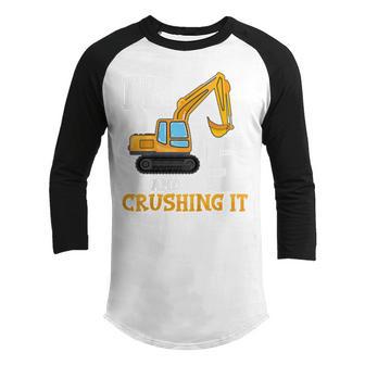 Kids Five 5Yr 5Th Birthday Digger Boy Construction 5 Years Old Youth Raglan Shirt - Thegiftio UK