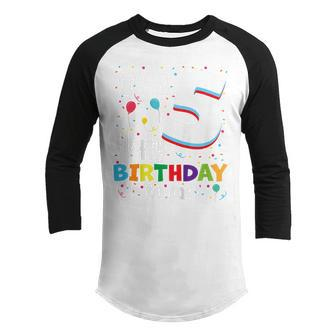 Kids Five 5Yr 5Th Birthday Happy Birthday Boys Girls 5 Years Old Youth Raglan Shirt - Thegiftio UK