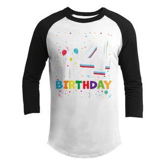 Kids Four 4Yr 4Th Birthday Happy Birthday Boy 4 Years Old Youth Raglan Shirt - Thegiftio UK
