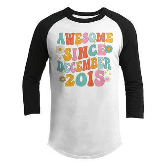 Kids Groovy 7Th Birthday Awesome Since December 2015 7 Yrs Old Youth Raglan Shirt - Thegiftio UK