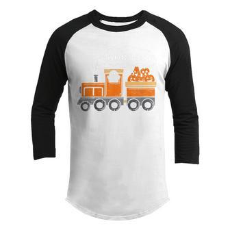 Kids Halloween Train Boo Funny Ghost Pumpkin Toddler Kids Boys Youth Raglan Shirt - Thegiftio UK