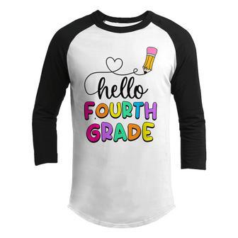 Kids Hello Fourth Grade Squad My First Day Of Fourth Grade Youth Raglan Shirt - Thegiftio UK