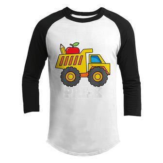 Kids I Dig Pre-K Dump Truck Construction Back School Toddler Boys Youth Raglan Shirt - Thegiftio UK