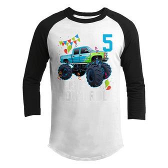 Kids Im 5 This Is How I Roll Monster Truck 5Th Birthday Boys Youth Raglan Shirt - Thegiftio UK