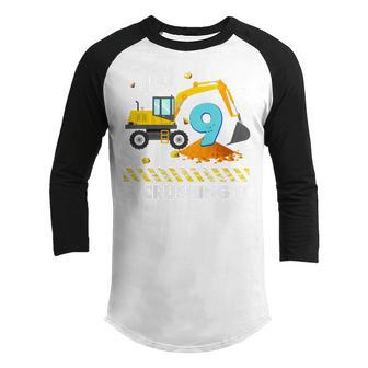 Kids Im 9 And Crushing It 9 Years Boys 9Th Birthday Excavator Youth Raglan Shirt - Thegiftio UK