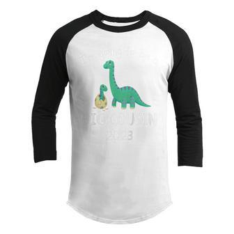 Kids Im Going To Be A Big Cousin 2023 Dinosaur Promoted New Baby Youth Raglan Shirt - Thegiftio UK