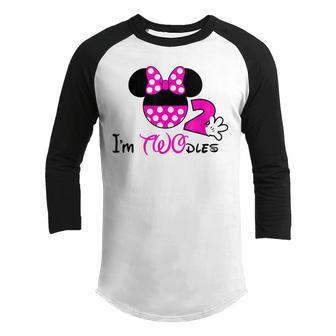 Kids Im Twodles 2Nd Birthday Party 2 Years Old Mouse Youth Raglan Shirt - Thegiftio UK