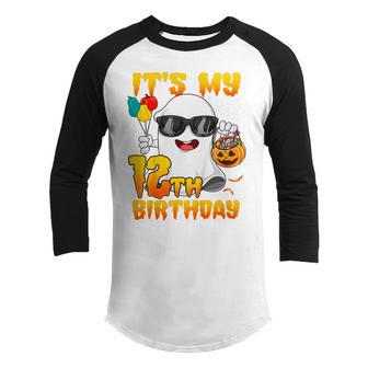 Kids Its My 12Th Birthday Ghost Pumpkin Halloween Party 12 Years Youth Raglan Shirt - Thegiftio UK