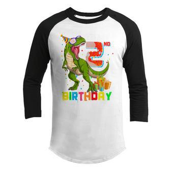 Kids Its My 2Nd Birthday Boy Gift 2 Year Old T Rex Dinosaur Dino Youth Raglan Shirt - Thegiftio UK