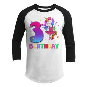 Kids Its My 3Rd Birthday Unicorn 3 Year Old Gift Girls Youth Raglan Shirt - Thegiftio UK
