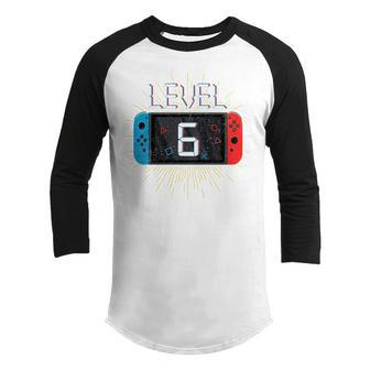 Kids Level 6 Birthday Boy 6 Year Old Video Games Gaming Gift Kids Youth Raglan Shirt - Thegiftio UK