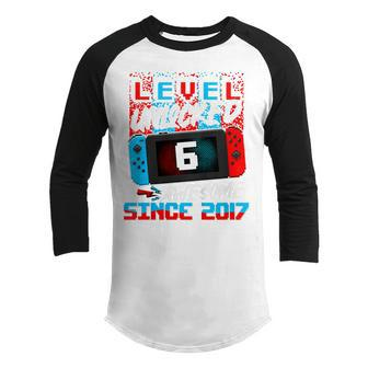 Kids Level 6 Unlocked Awesome 2017 Video Game 6Th Birthday Boys Youth Raglan Shirt - Thegiftio UK