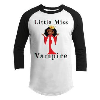 Kids Little Miss Vampire Black Girl Magic Funny Brown Skin Girls Youth Raglan Shirt - Seseable