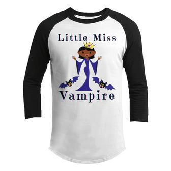 Kids Little Miss Vampire Melanin Vampires Funny Halloweed Costume Youth Raglan Shirt - Seseable