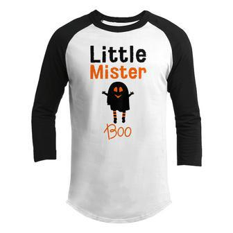 Kids Little Mister Boo Funny Halloween Son Ghost Toddler Kid Boys V2 Youth Raglan Shirt - Thegiftio UK